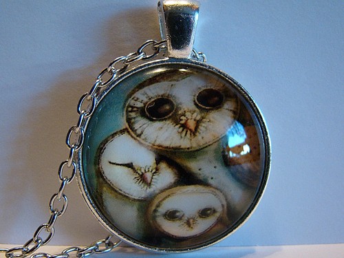 Halskette kette cabochon - cabochon, eulen